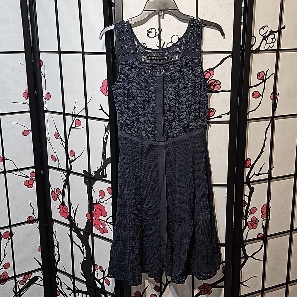 All Saints Navy Eyelet Dress Size 4‎ - Picture 2 of 7